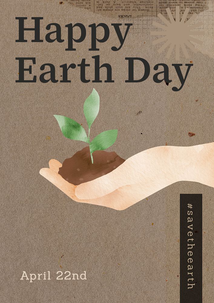 Happy earth day poster template, editable text and design