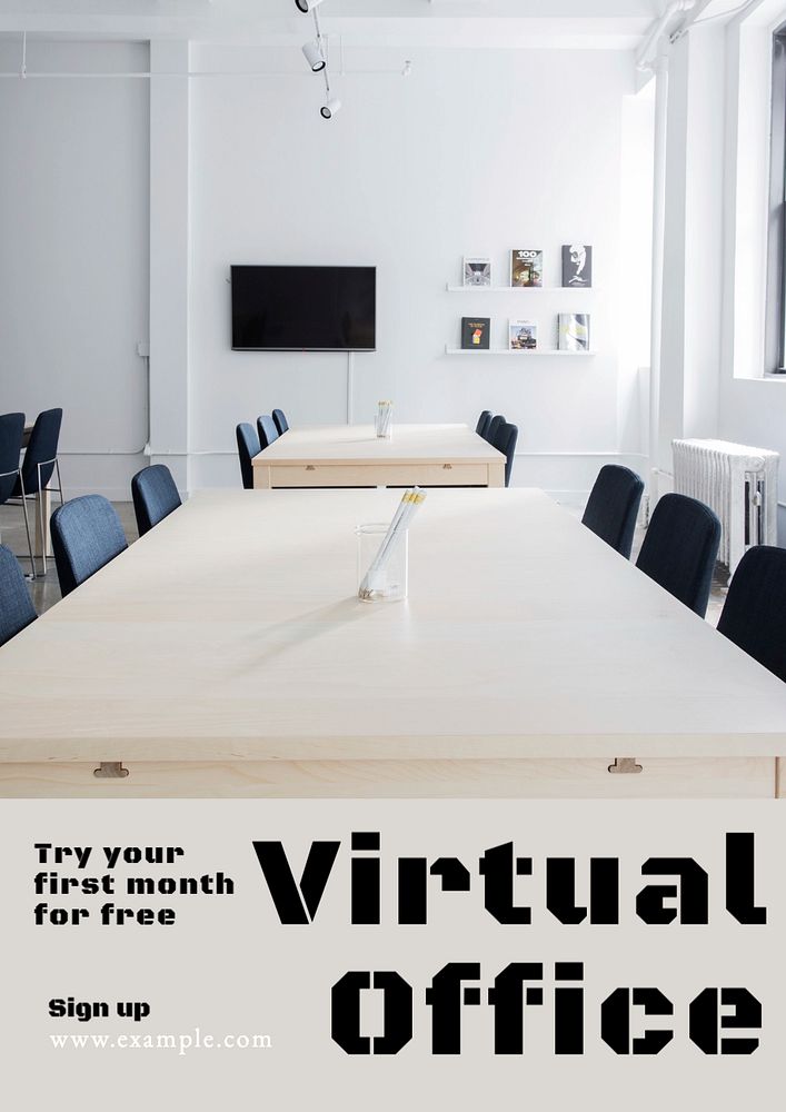 Virtual office  poster template, editable text and design