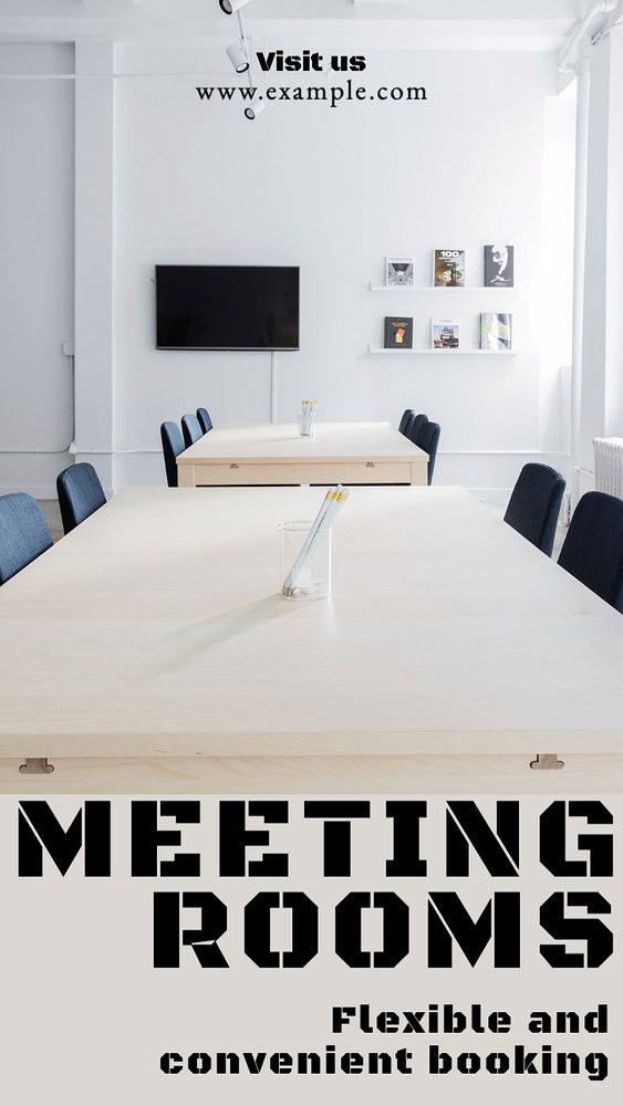 Meeting rooms  Instagram story template, editable text