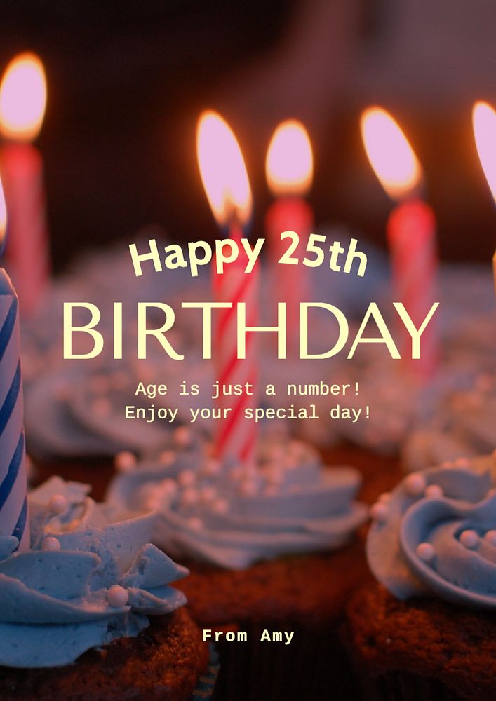 Happy birthday  poster template, editable text and design