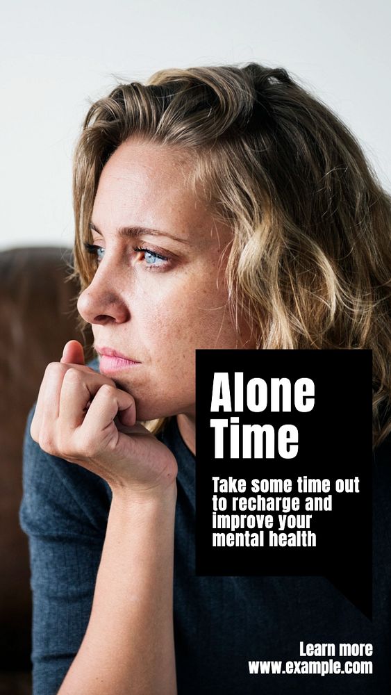 Alone time Instagram story template, editable text