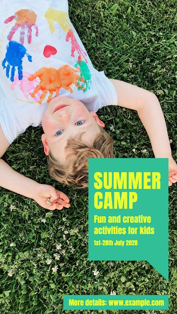 Summer camp Instagram story template, editable text