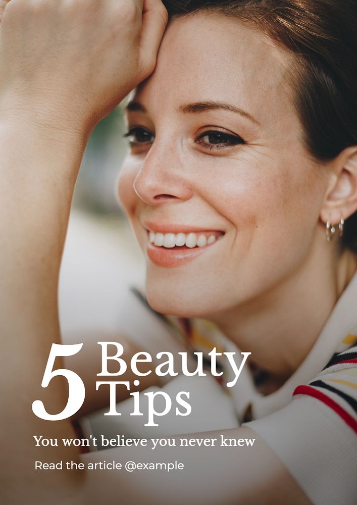 Beauty tips poster template, editable text and design