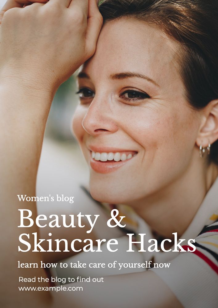 Beauty & skincare hacks poster template, editable text and design