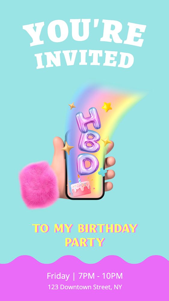 Birthday party Instagram story template, editable text