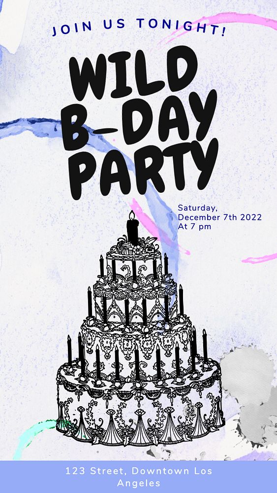 Birthday Instagram story template, editable text