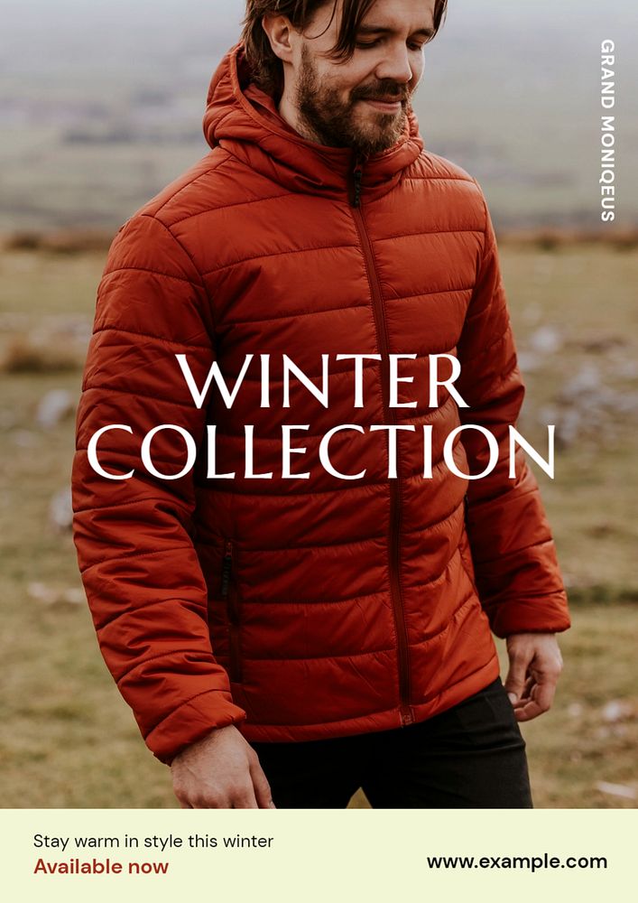 Winter collection  poster template, editable text and design