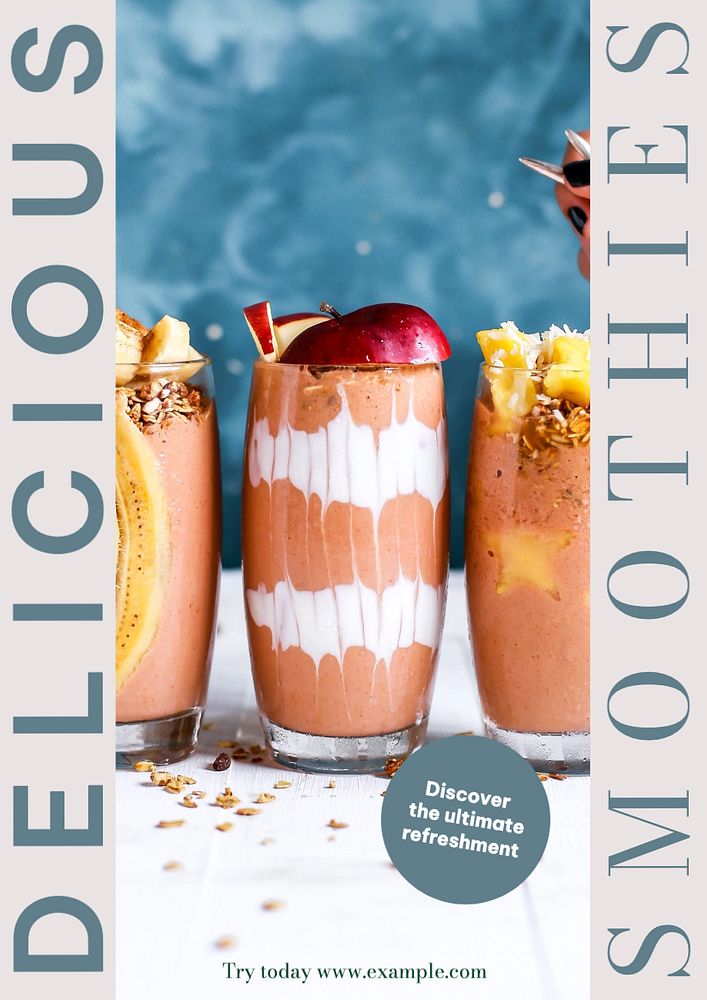 Delicious smoothies  poster template, editable text and design