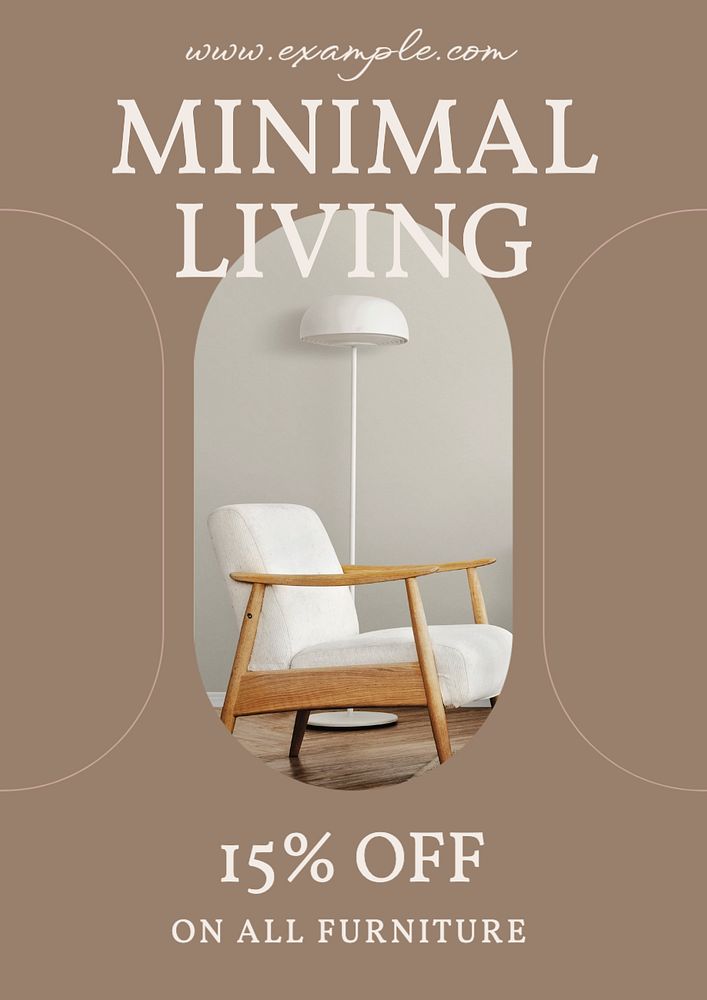 Minimal living poster template, editable text and design