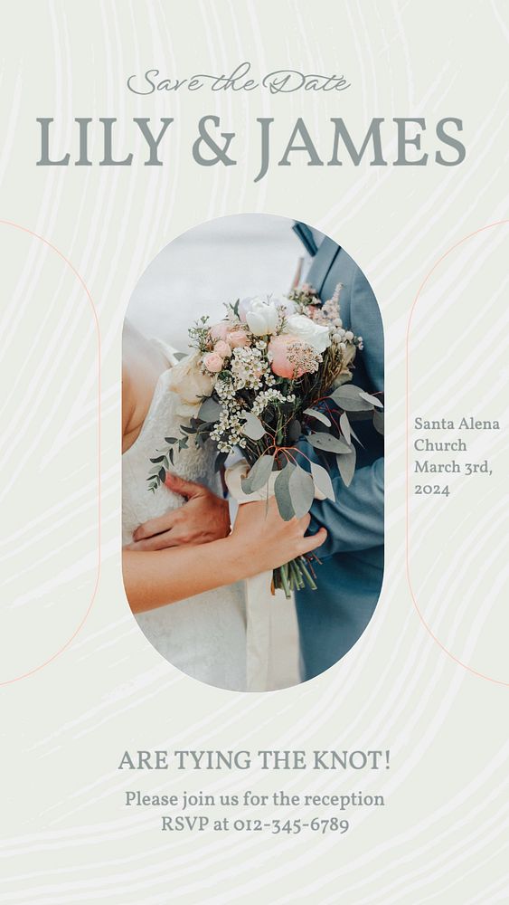 Wedding Instagram story template, editable text