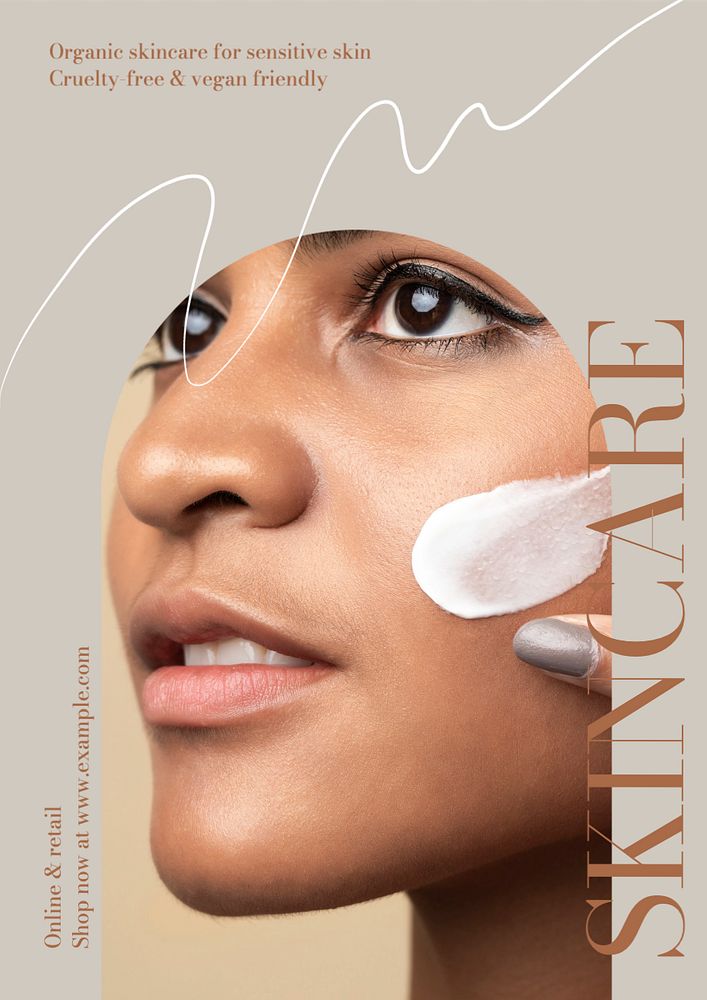 Organic skincare poster template, editable text and design