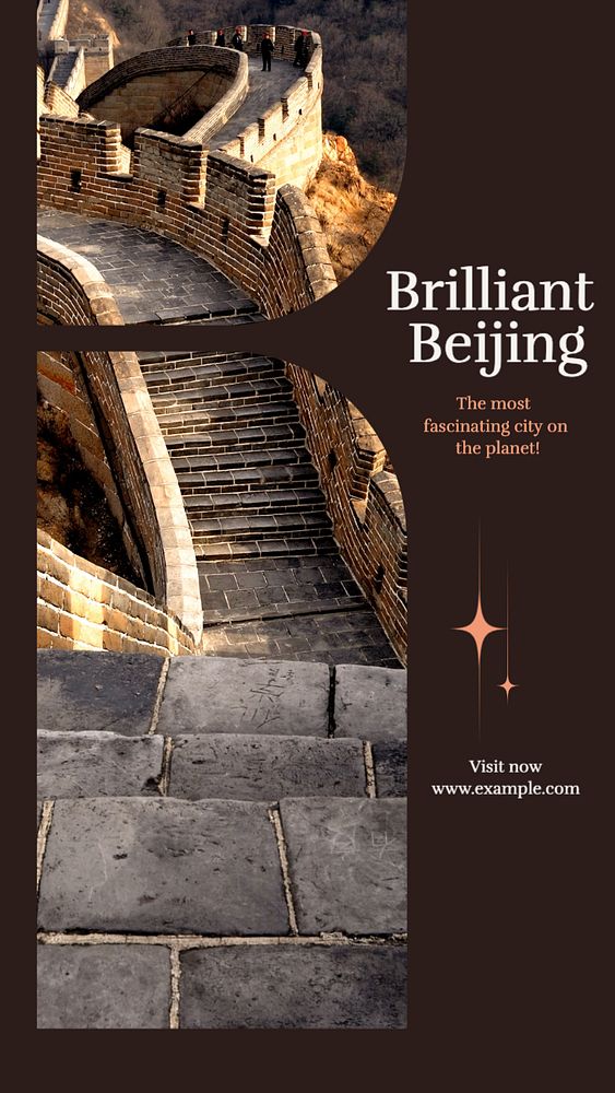 Beijing travel Instagram story template, editable text