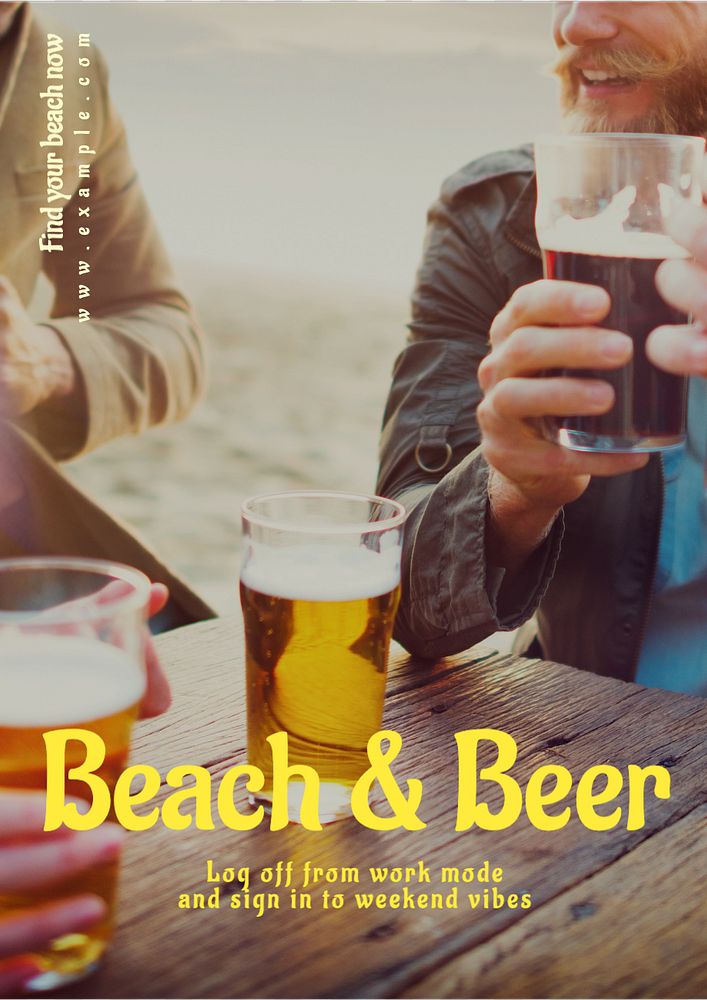 Beach and beer  poster template, editable text and design