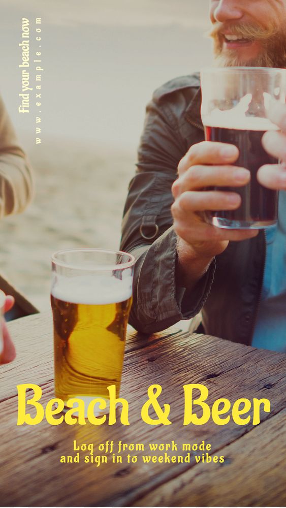 Beach and beer  Instagram story template, editable text