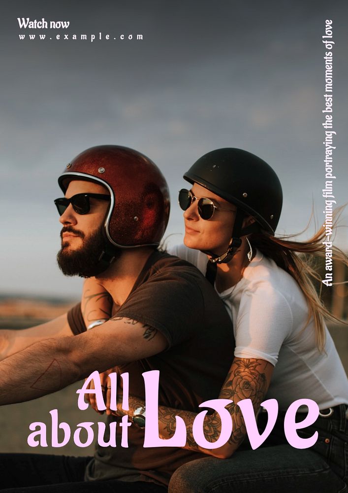 Love film  poster template, editable text and design