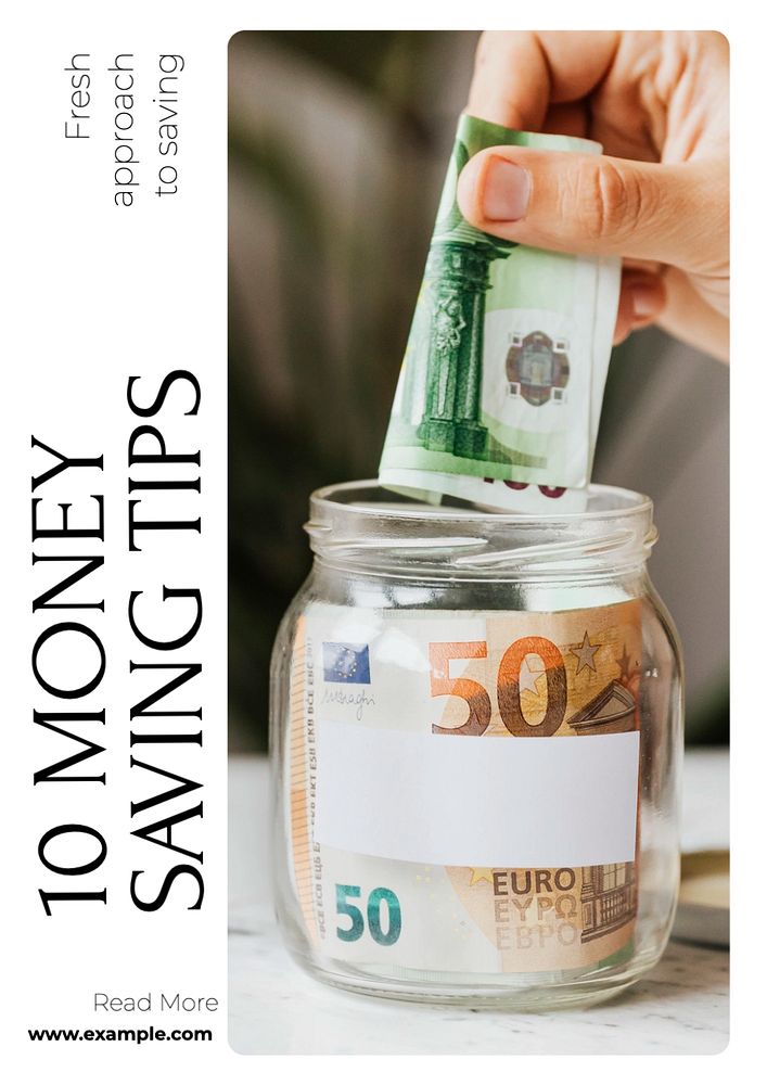 Money saving tips  poster template, editable text and design