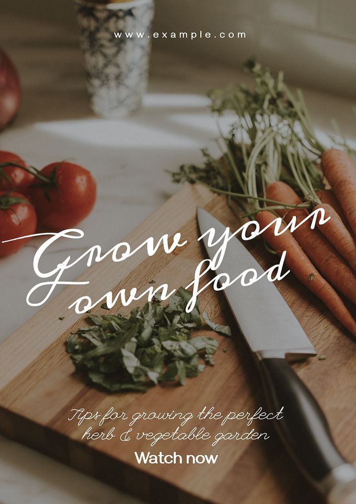 Grow your food  poster template, editable text and design