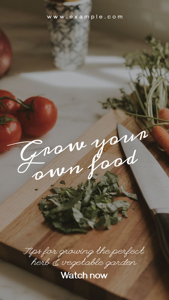 Grow your food  Instagram story template, editable text