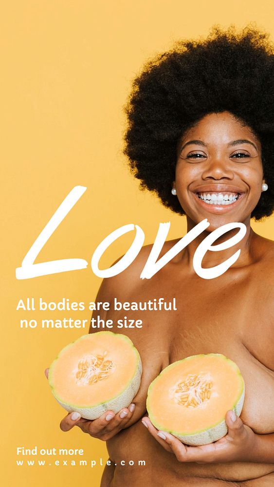 Love your body  Instagram story template, editable text