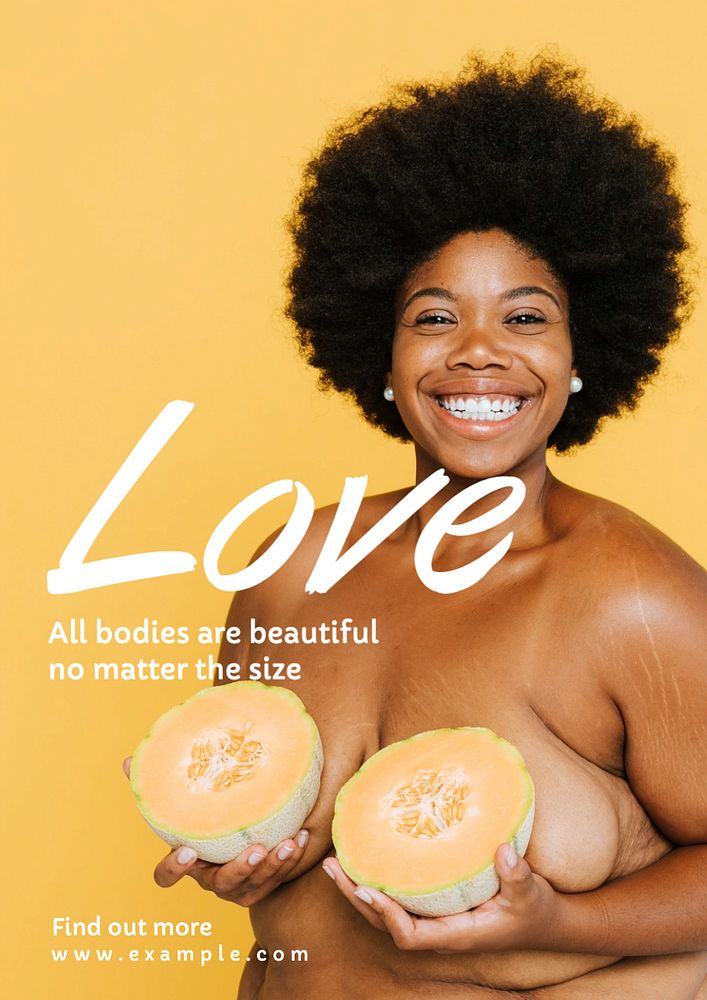 Love your body  poster template, editable text and design