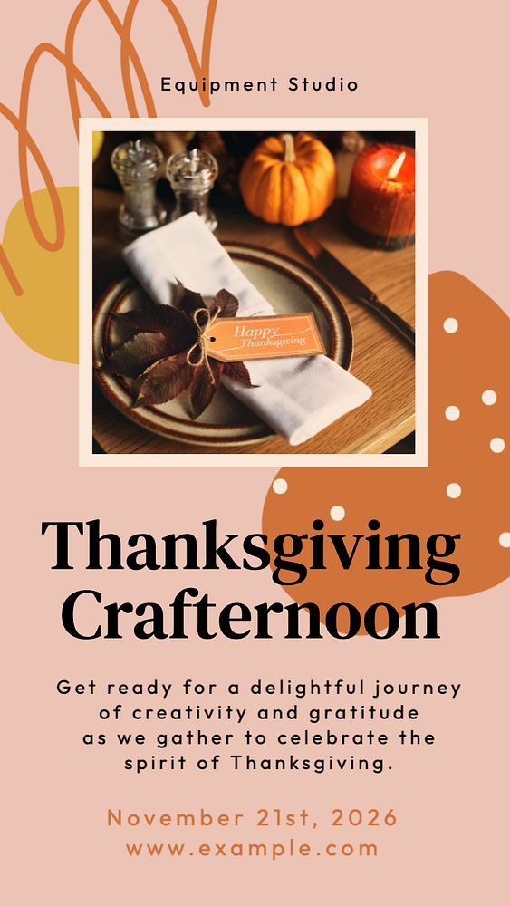 Thanksgiving craft workshop Instagram story template, editable text