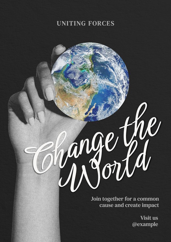 Change the world poster template, editable text and design