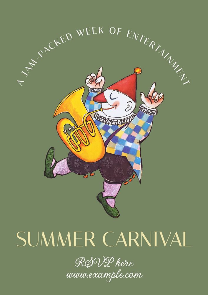 Summer carnival poster template, editable text and design