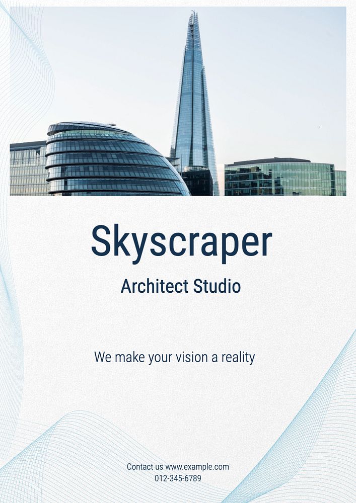 Skyscraper architect studio poster template, editable text and design