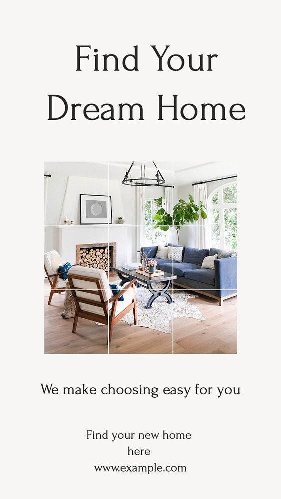 Dream home Instagram story template, editable text