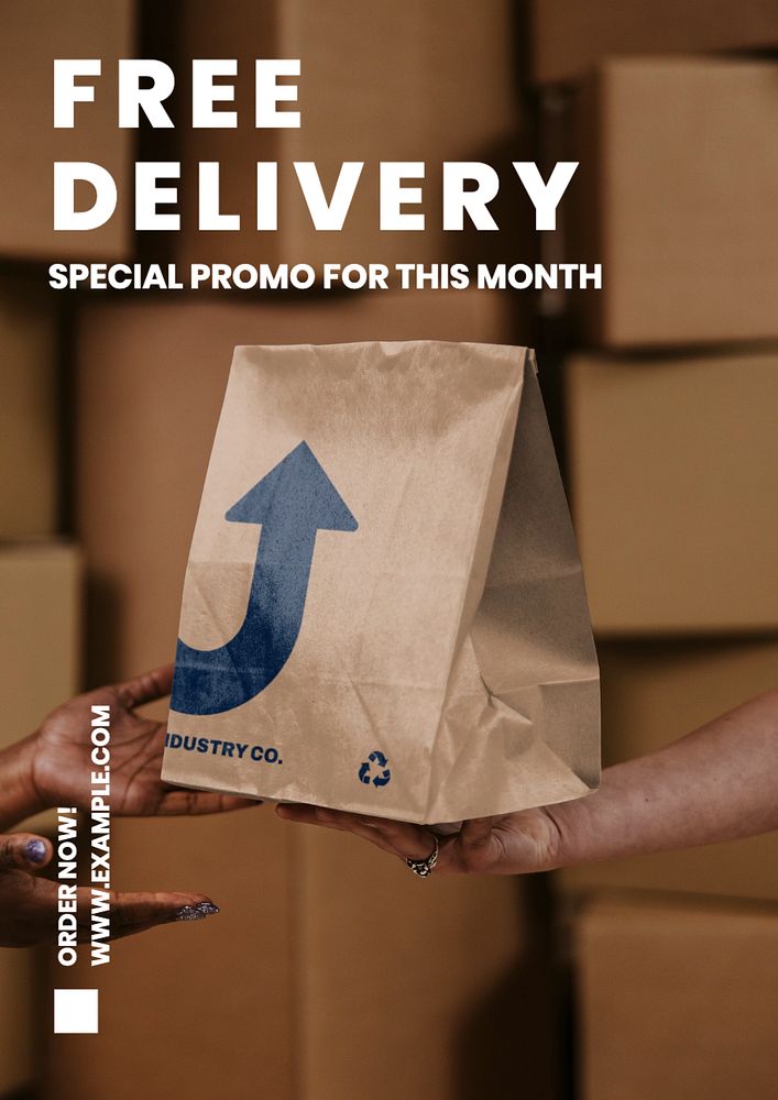 Free delivery  poster template, editable text and design