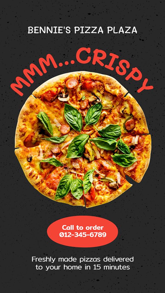 Pizza delivery  Instagram story template, editable text