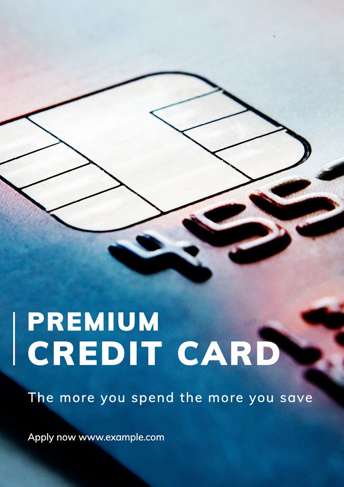 Premium credit card  poster template, editable text and design