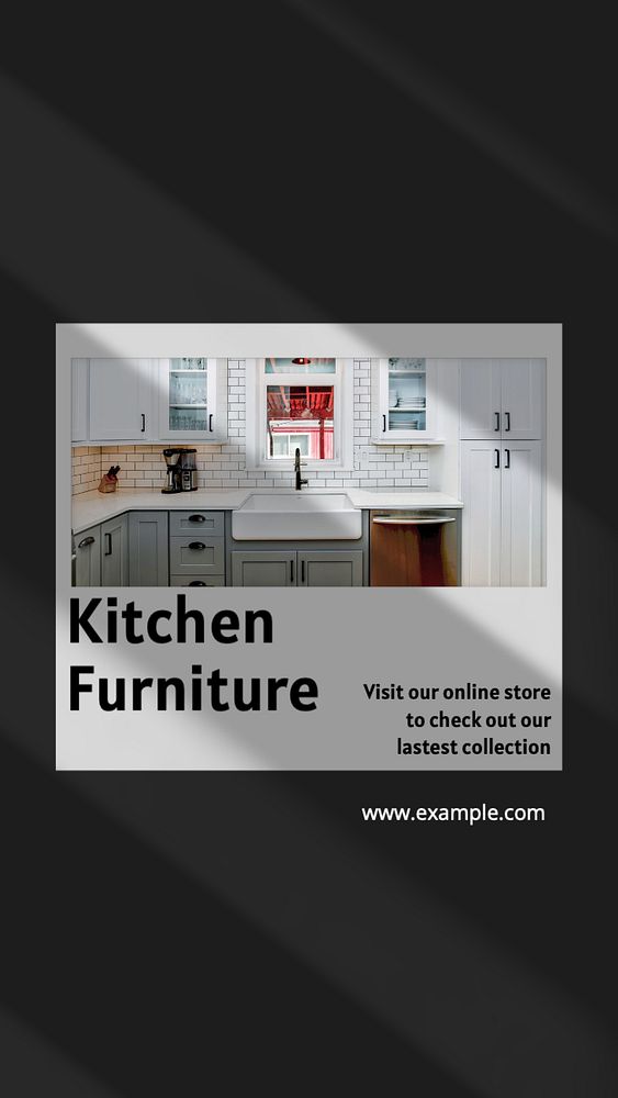 Kitchen furniture  Instagram story template, editable text