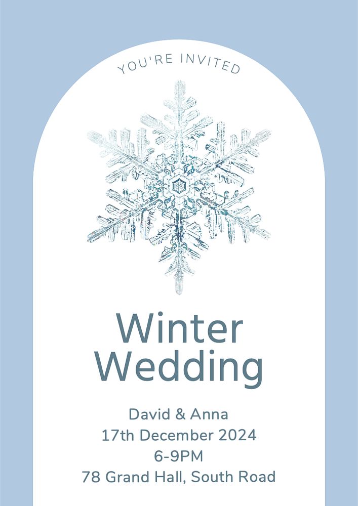 Winter wedding  poster template, editable text and design