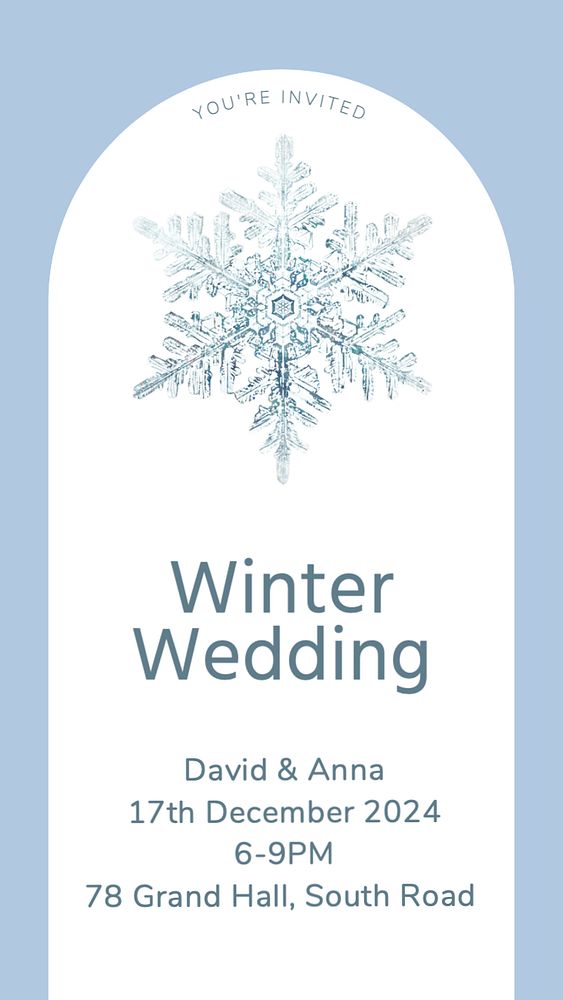 Winter wedding  Instagram story template, editable text