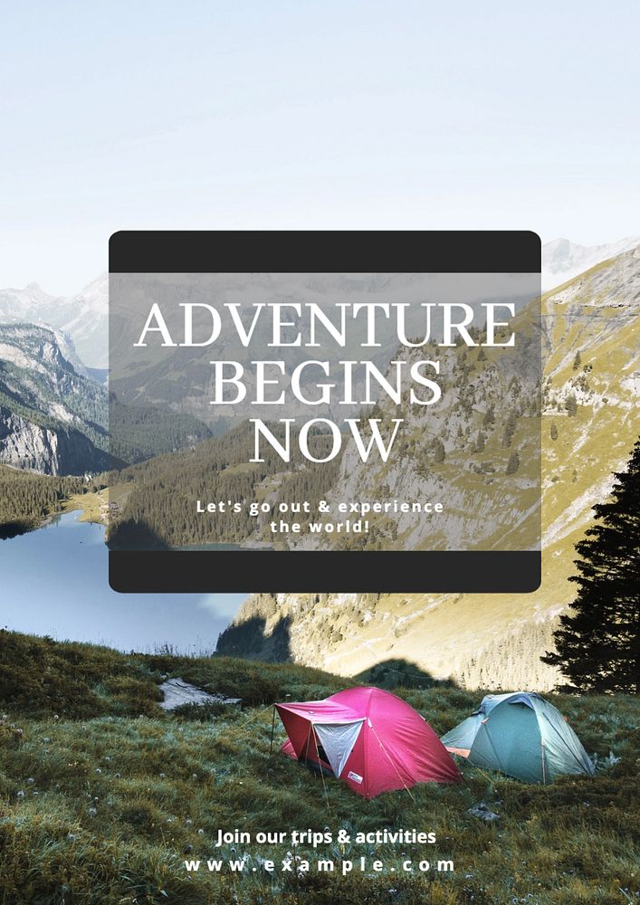 Adventure & travel poster template, editable text and design