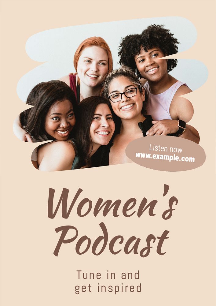 Woman podcast business  poster template, editable text and design