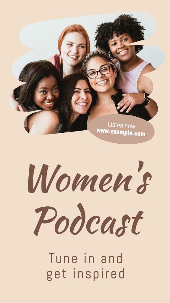 Woman podcast business  Instagram story template, editable text