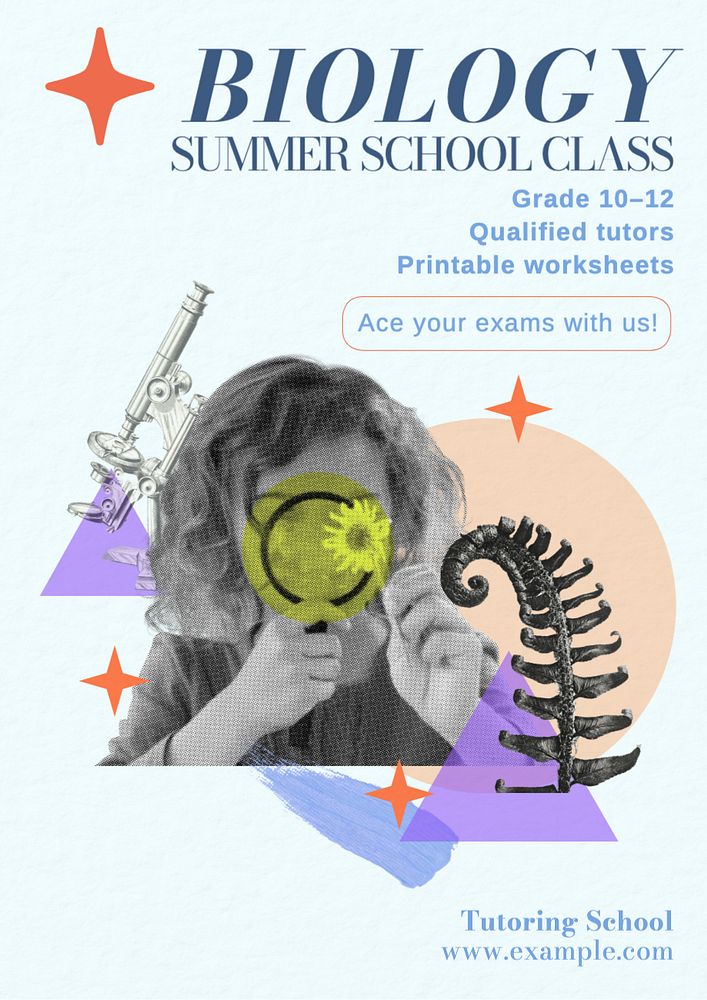 Summer school poster template, editable text and design