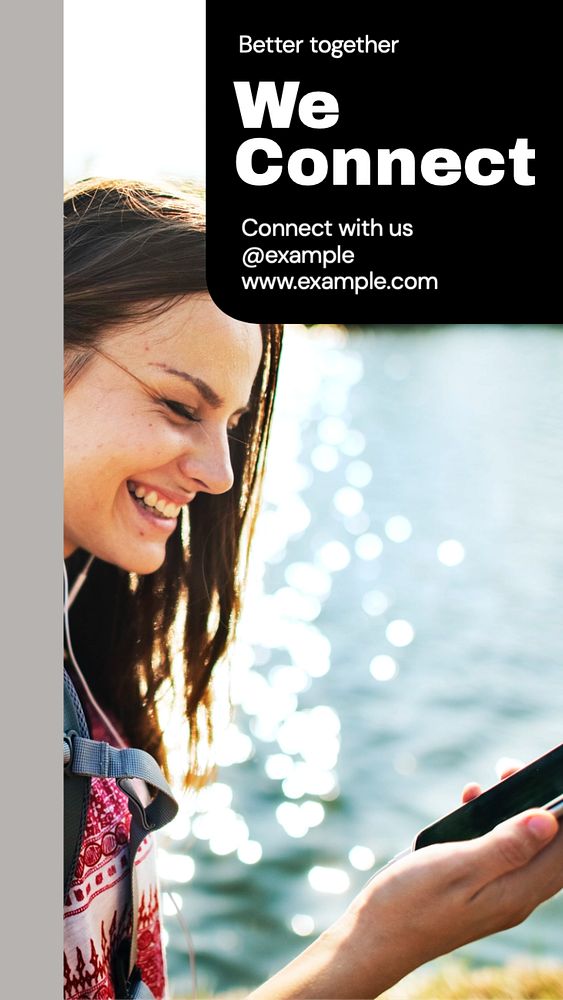 We connect  Instagram story template, editable text