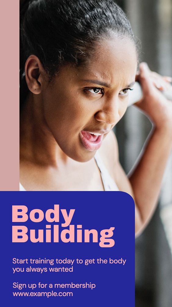 Body building  Instagram story template, editable text