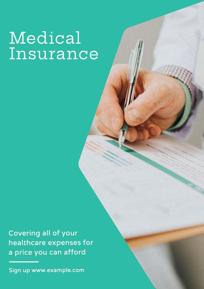 Medical insurance  poster template, editable text and design