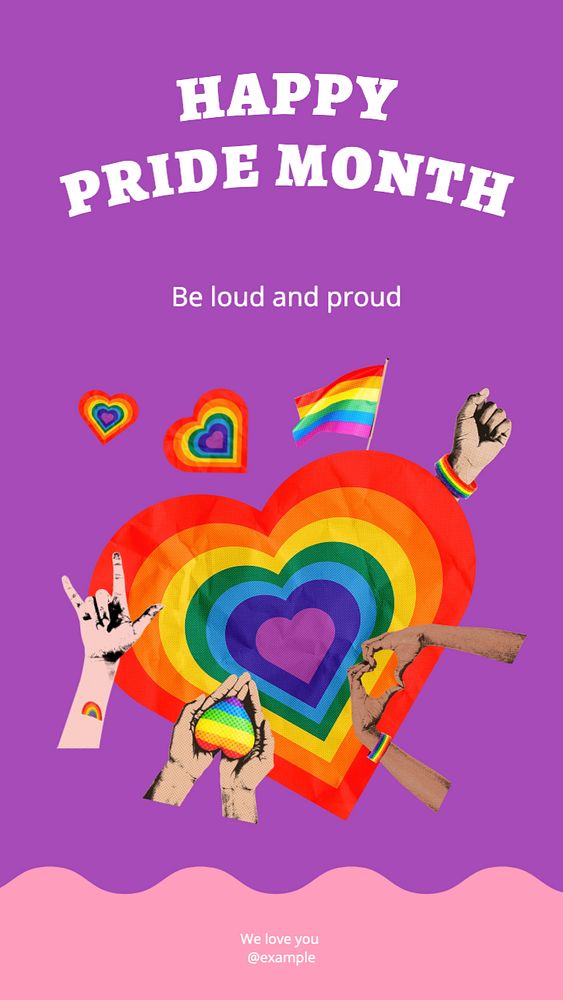 Happy pride month  Instagram story template, editable text