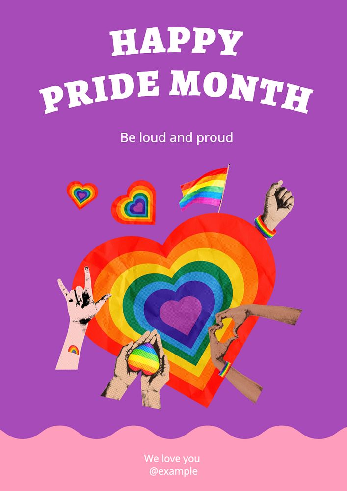 Happy pride month  poster template, editable text and design