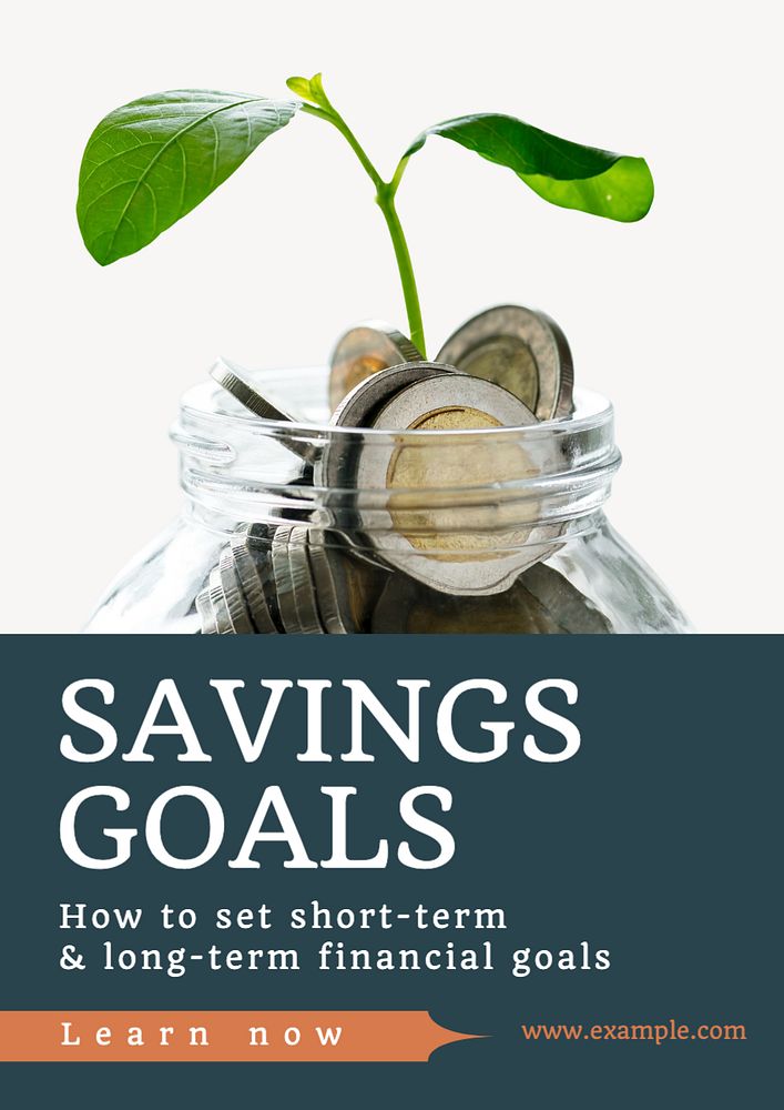 Savings goals  poster template, editable text and design