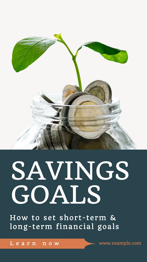 Savings goals  Instagram story template, editable text