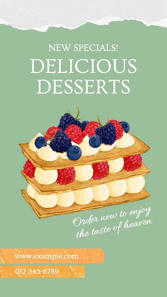 Delicious dessert  Instagram story template, editable text