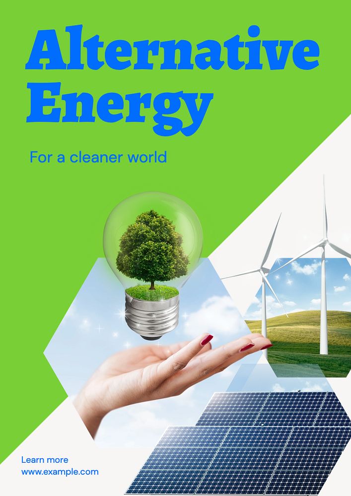 Alternative energy  poster template, editable text and design