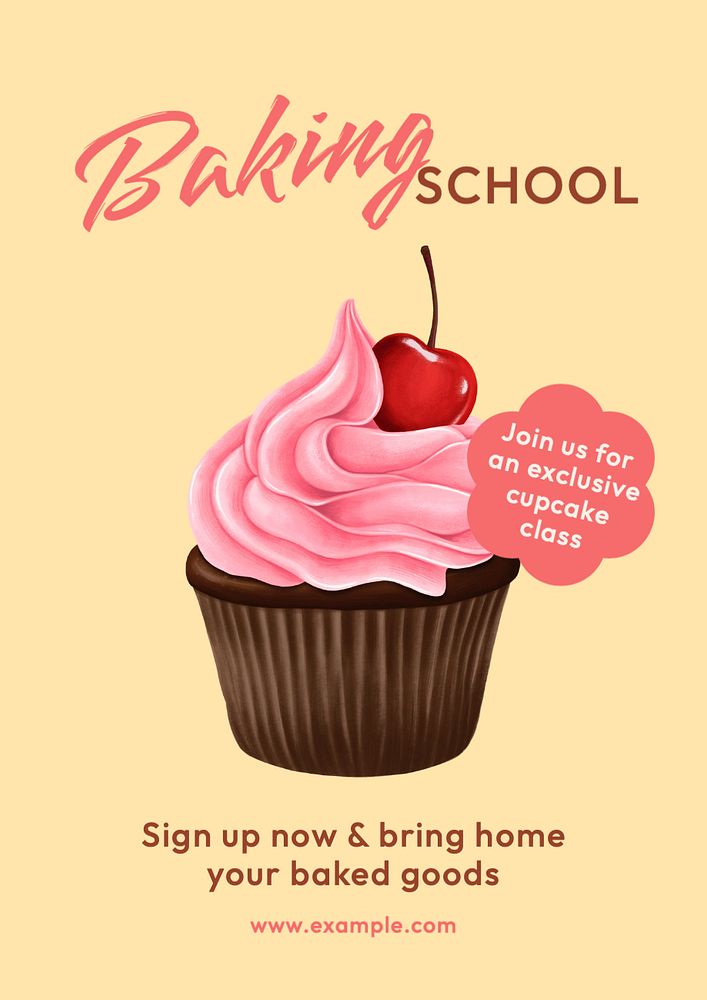 Baking school  poster template, editable text and design