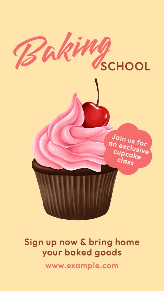 Baking school  Instagram story template, editable text